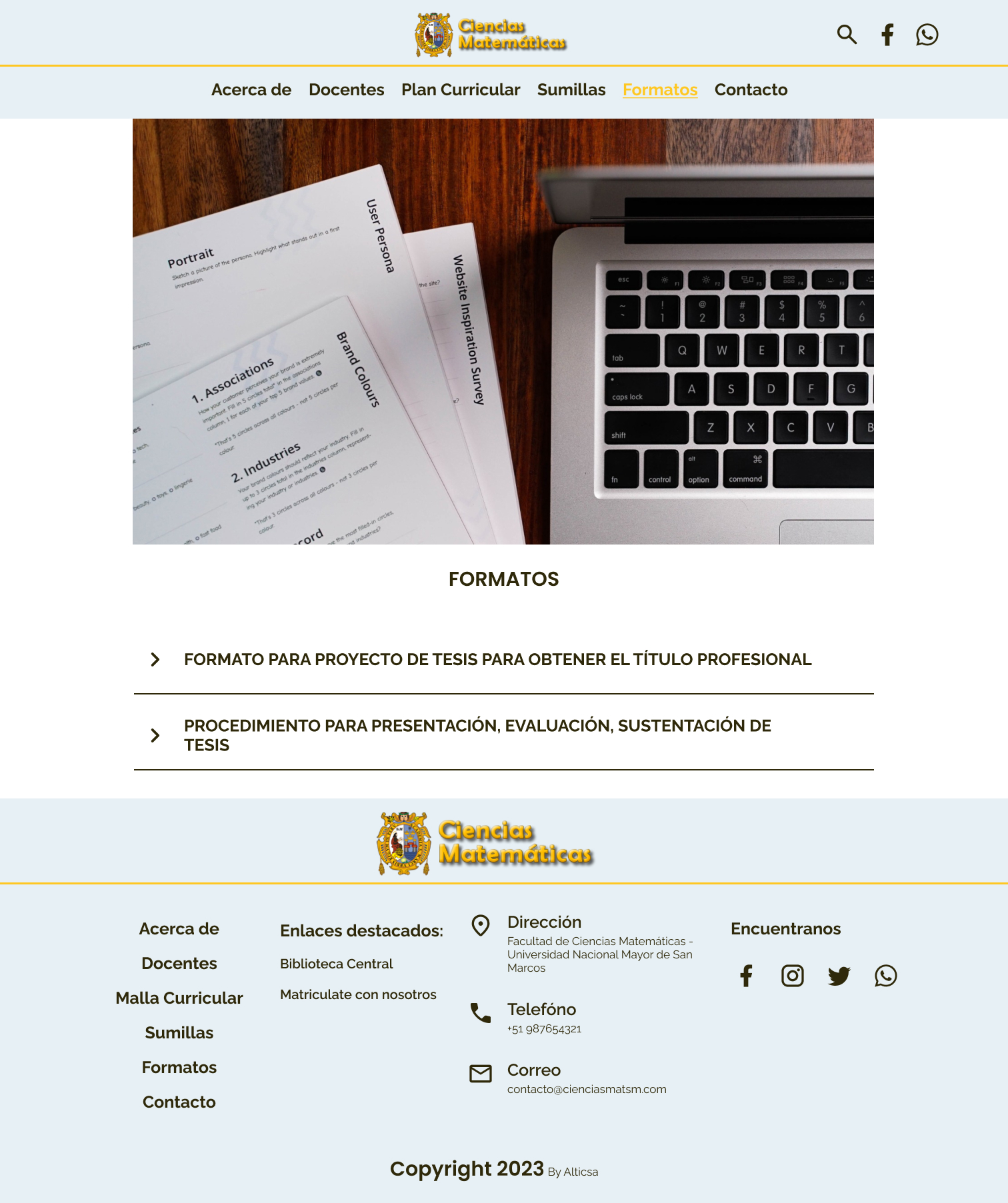 San Marcos — Pantalla Formatos