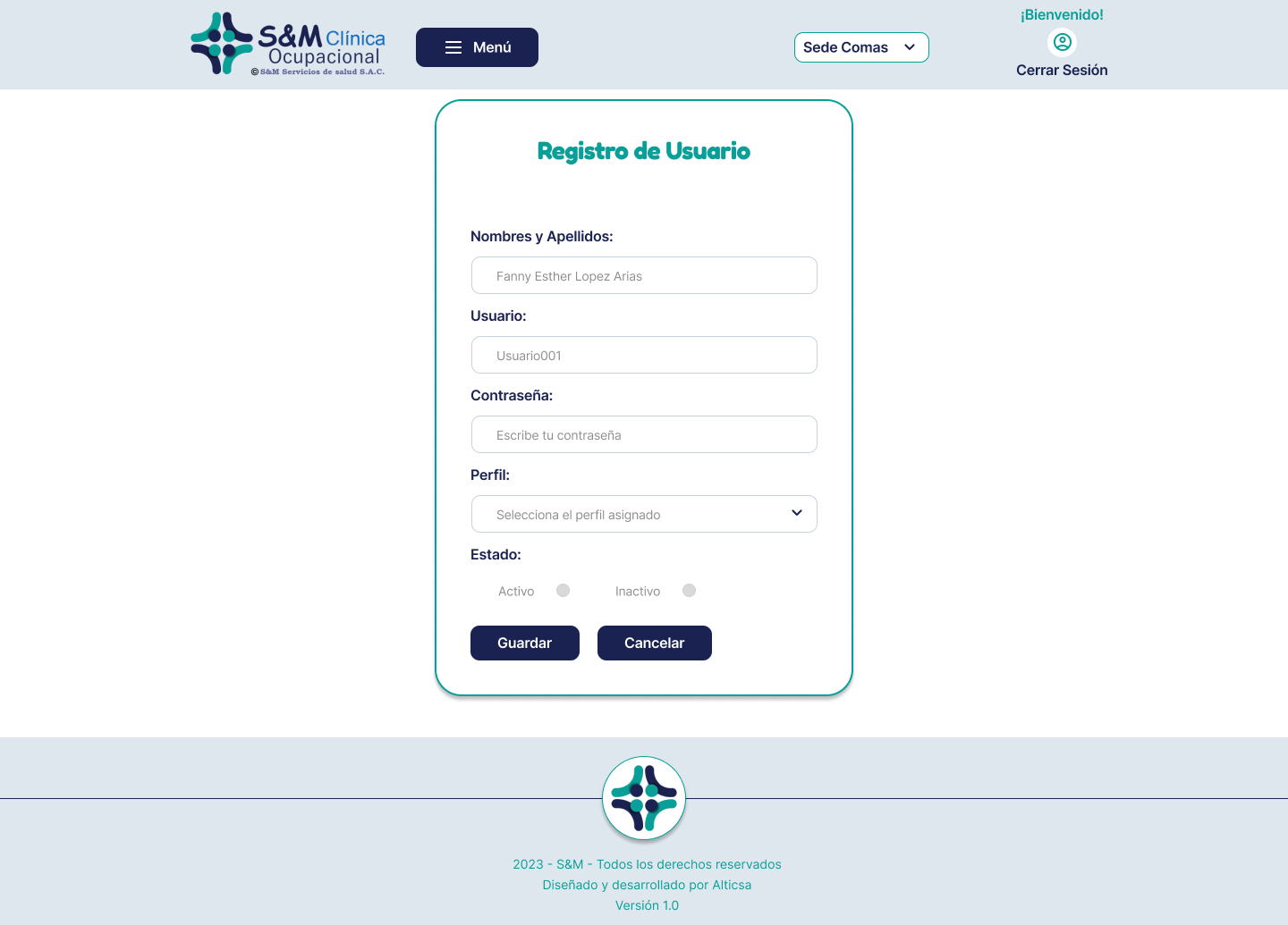 S&M Clínica ERP — pantalla 3