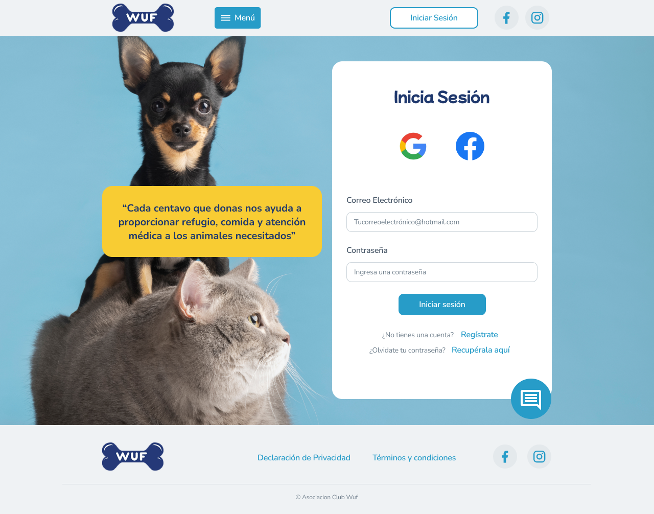 WUF — Pantalla principal rediseñada